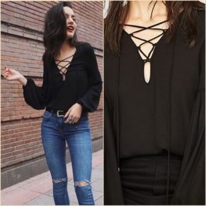 ZARA LACE-UP BODYSUIT WITH CORDS